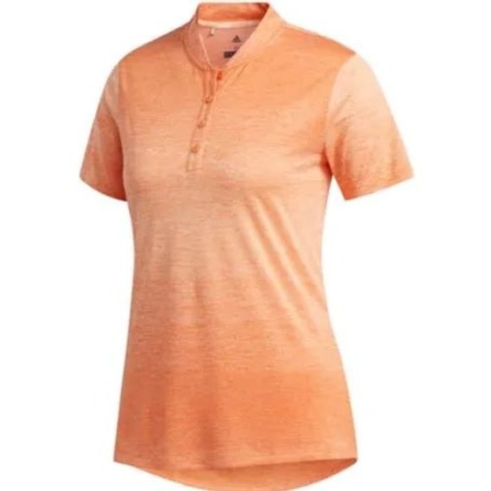 Adidas Golf Women XS Orange Heathered Short Sleeve Mandarin Polo Shirt NWT